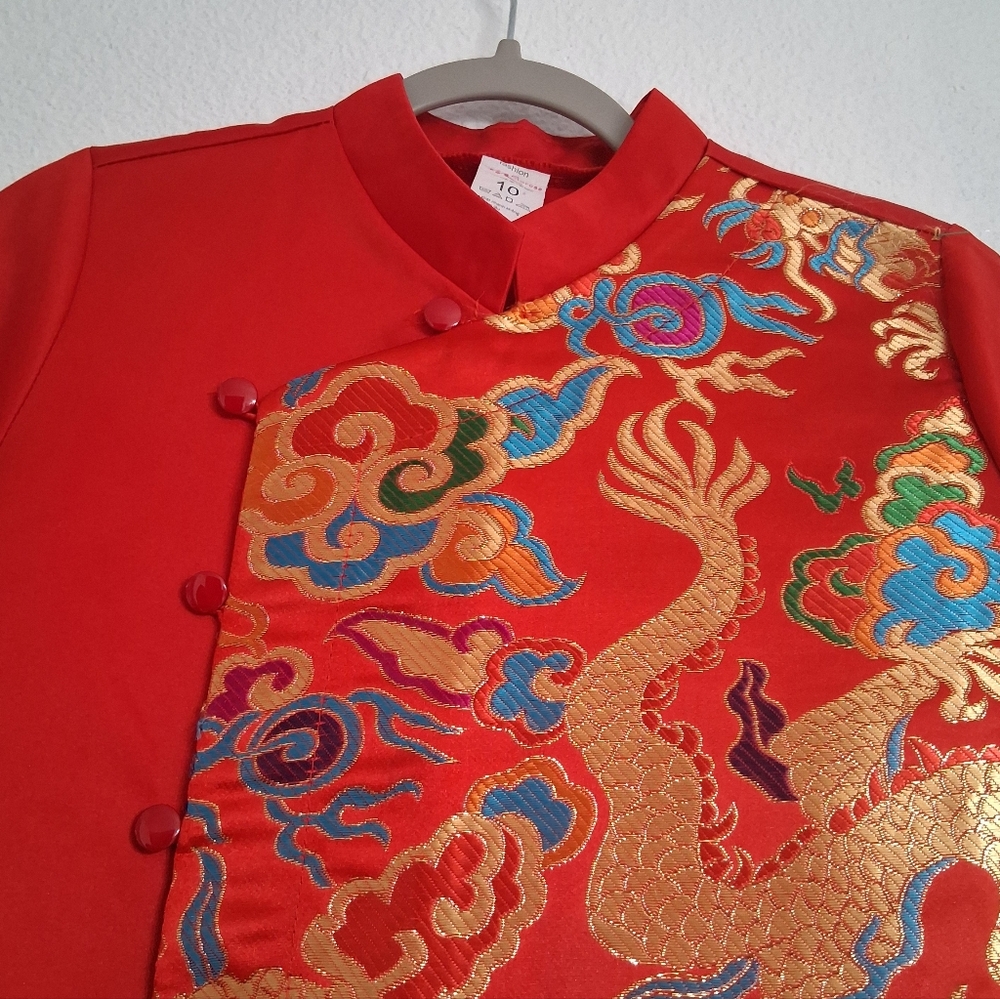 Milaross  Boy's AO DAI Red Dragon Print Garment - Picture 2 of 9